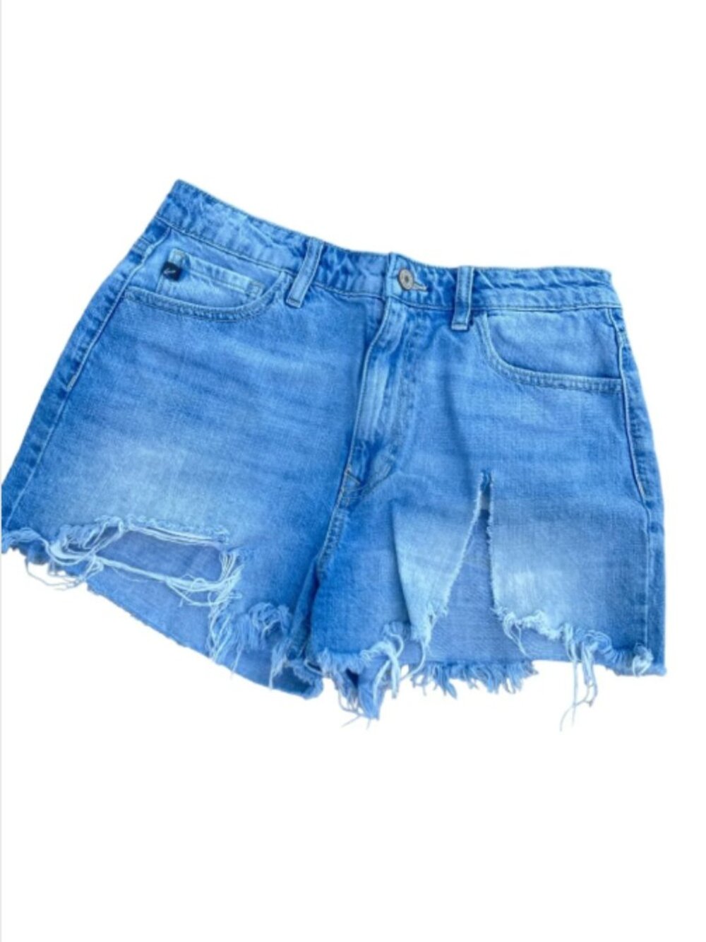 KanCan 100% Cotton High Rise Distressed Denim Jean Cutoff Shorts Frayed 28